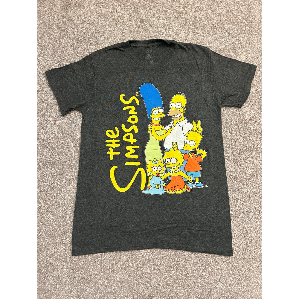 The Simpsons Graphic T-Shirt Small Charcoal Grey Excellent Family Portrait Tee